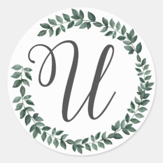 Sticker Rond Couronne de feuilles botaniques minimalistes avec 