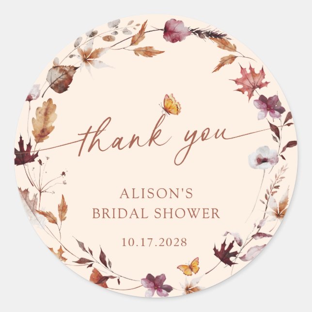 Sticker Rond Couronne de feuilles de terre cuite d'automne pour (Devant)