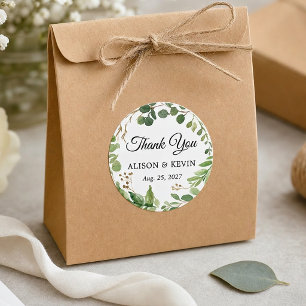 Sticker Rond Couronne de feuilles de verdure Mariage Favori Mer