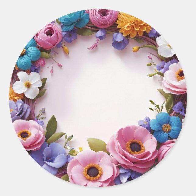 Sticker Rond Couronne de fleurs (Devant)