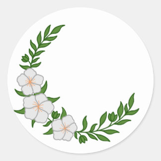 Sticker Rond Couronne de fleurs blanches en croissant magnifiqu