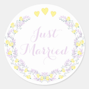 Sticker Rond Couronne de fleurs violet et jaune Floral Juste Ma
