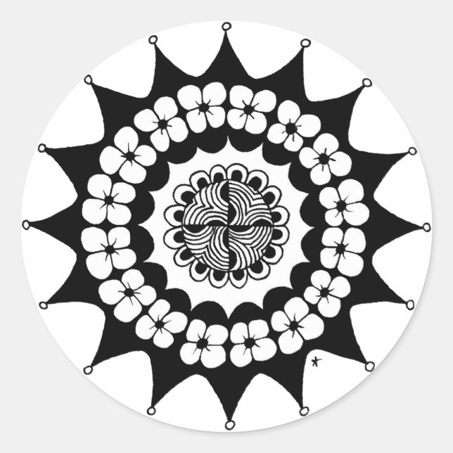 Sticker Rond Couronne de fleurs Zen Mandala (Devant)