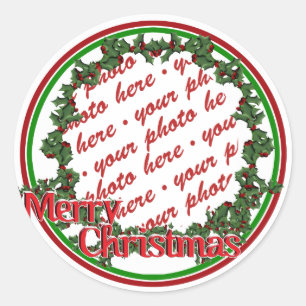 Sticker Rond Couronne de houx circulaire cadre photo