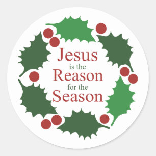 Sticker Rond Couronne de houx Jésus est la raison de la saison