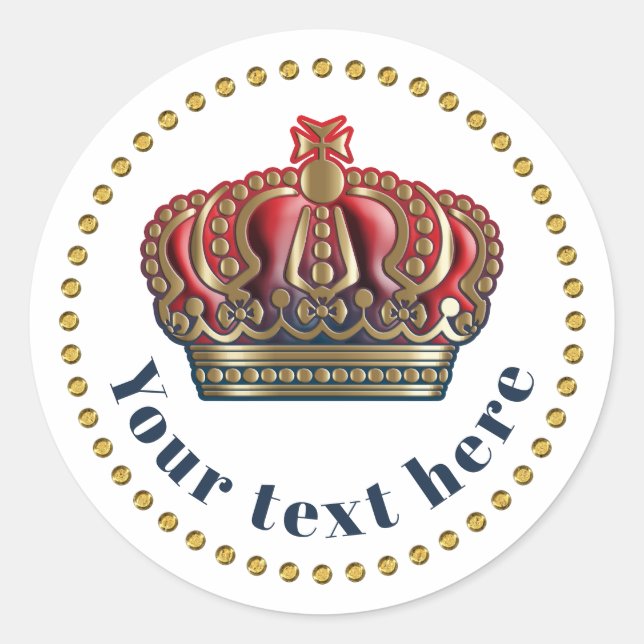 Sticker Rond Couronne de la Croix Royale - Bleu Or (Devant)