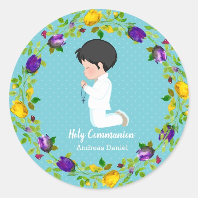 Sticker Rond Couronne de la Sainte Communion * choisir la coule (Devant)