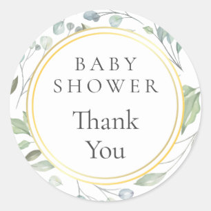Sticker Rond Couronne de laurier Faux Feuille de métal Baby Sho