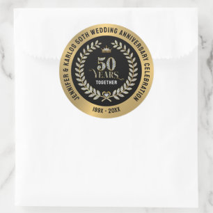 Sticker Rond Couronne de laurier scintillante pour les 50 ans d