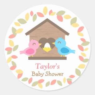 Sticker Rond Couronne de Maisonnette d'Oiseau Mignonne pour Fêt