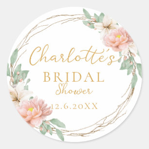 Sticker Rond Couronne de mariage bohème à l'aquarelle moderne