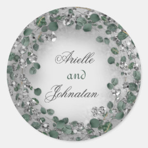 Sticker Rond Couronne de mariage en eucalyptus Rustique Menthe 