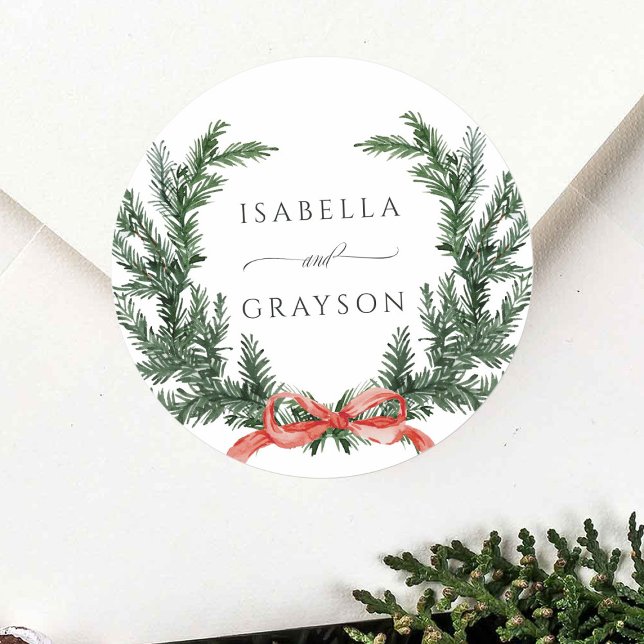 Sticker Rond Couronne de mariage Evergreen Pine (Créateur téléchargé)