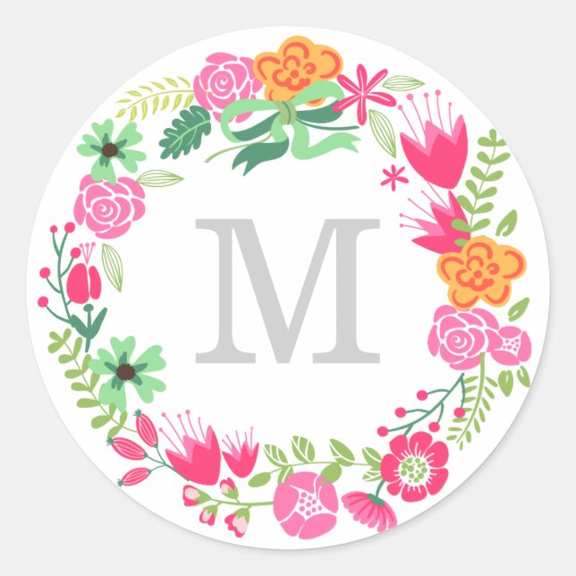 Sticker Rond Couronne de monogramme | Sceau d'enveloppe (Devant)