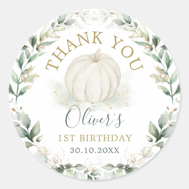 Sticker Rond Couronne de naissance Petite citrouille de sauge v (Devant)