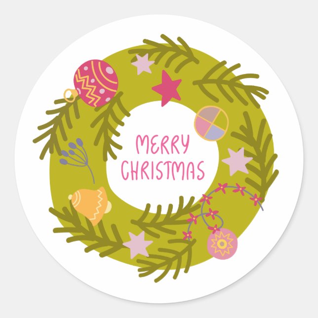 Sticker Rond Couronne de Noël (Devant)