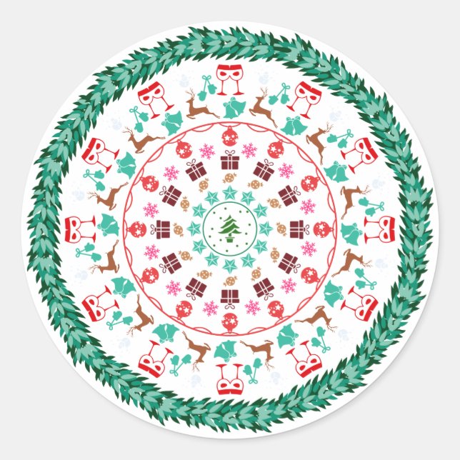 Sticker Rond Couronne de Noël (Devant)