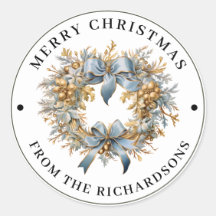 Couronne de Noël Bleue et Or Magnifique Joyeux Noë
