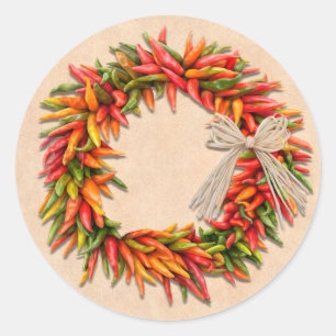 Sticker Rond Couronne de Noël du Sud-Ouest du Chili Ristra Fête