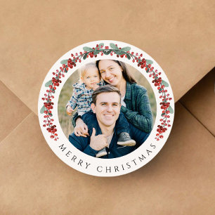 Sticker Rond Couronne de Noël élégante de botanique Photo