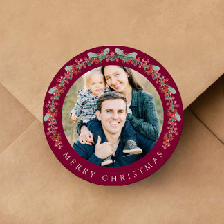 Sticker Rond Couronne de Noël élégante de botanique Photo