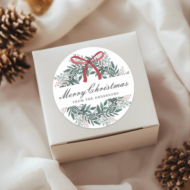 Sticker Rond Couronne de Noël festive Cadeau de fêtes (Créateur téléchargé)