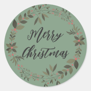 Sticker Rond Couronne de Noël personnalisée Joyeux Noël