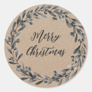 Sticker Rond Couronne de Noël personnalisée Joyeux Noël Clas