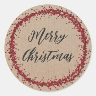 Sticker Rond Couronne de Noël personnalisée Joyeux Noël Classe