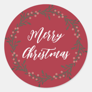 Sticker Rond Couronne de Noël personnalisée Joyeux Noël Classe