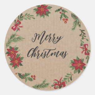 Sticker Rond Couronne de Noël personnalisée Joyeux Noël Classe
