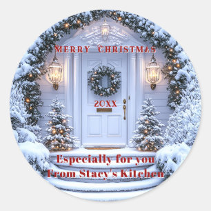 Sticker Rond Couronne de Noël pour porte de Noël Arbres de Noël