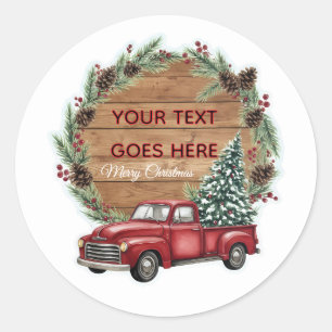 Sticker Rond Couronne de Noël rustique personnalisée avec camio