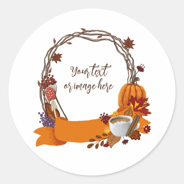 Sticker Rond Couronne de peinture numérique d'automne (Devant)