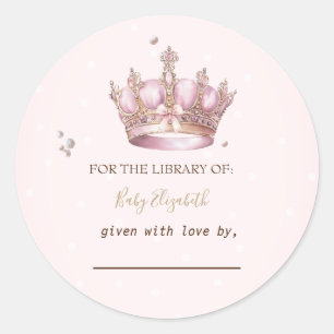 Sticker Rond Couronne de Petite Princesse Perles Points Bébé Na