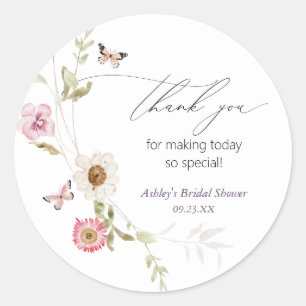 Sticker Rond Couronne de prairie de fleurs sauvages pour la fêt