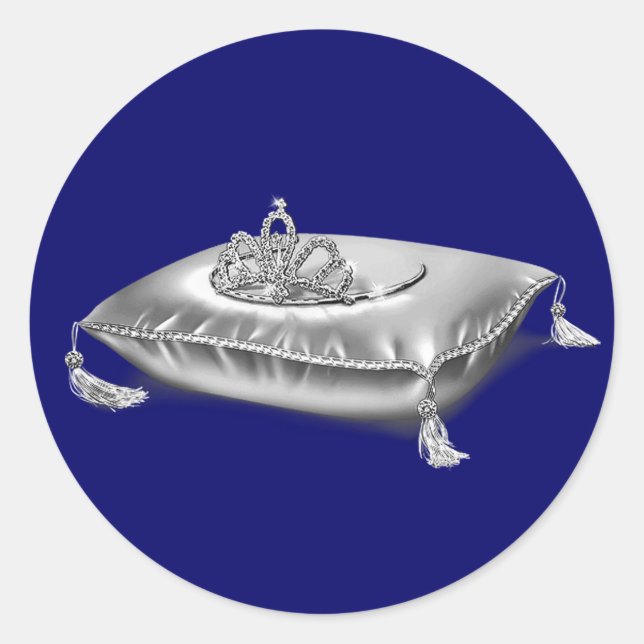 Sticker Rond Couronne de Princesse Argentée (Devant)