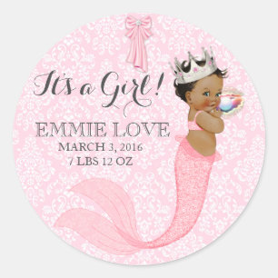 Sticker Rond Couronne de princesse sirène pour bébé de couleur