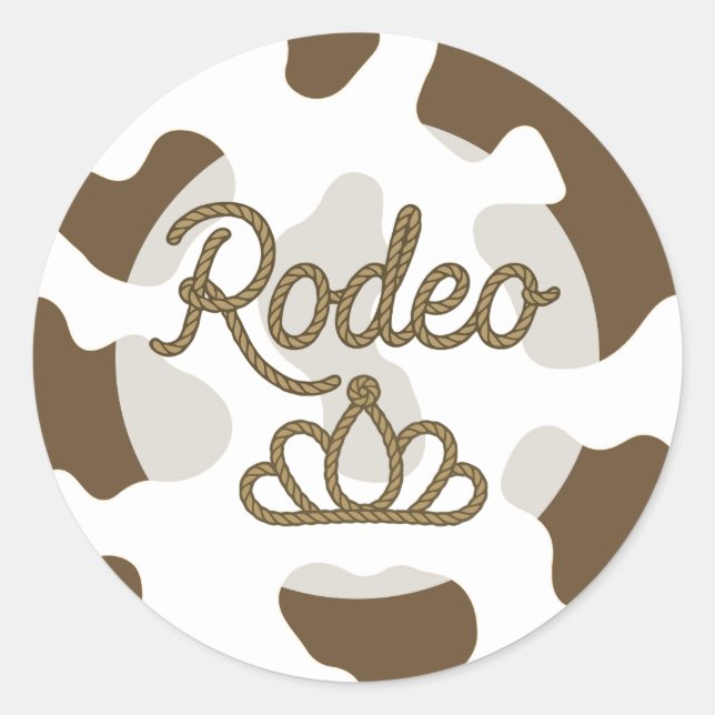 Sticker Rond Couronne de Reine de Rodéo Brun Country Western  (Devant)