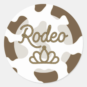 Sticker Rond Couronne de Reine de Rodéo Marron Country Western 