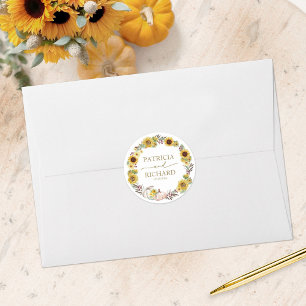 Sticker Rond Couronne de tournesol et citrouille Mariage d'auto