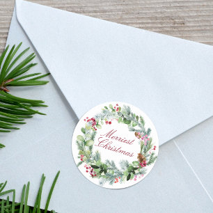 Sticker Rond Couronne de verdure botanique hivernale pour les f