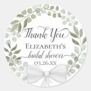 Sticker Rond Couronne de verdure d'eucalyptus Remerciement pour