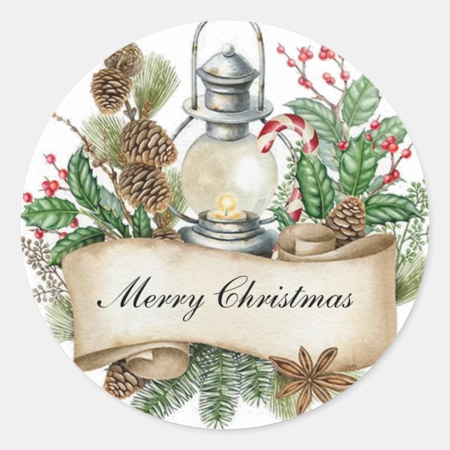 Sticker Rond Couronne décorative de Noël (Devant)