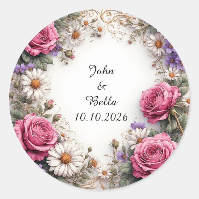Sticker Rond Couronne décorative florale (Devant)