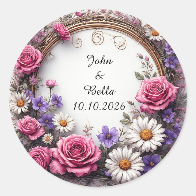 Sticker Rond Couronne décorative florale (Devant)
