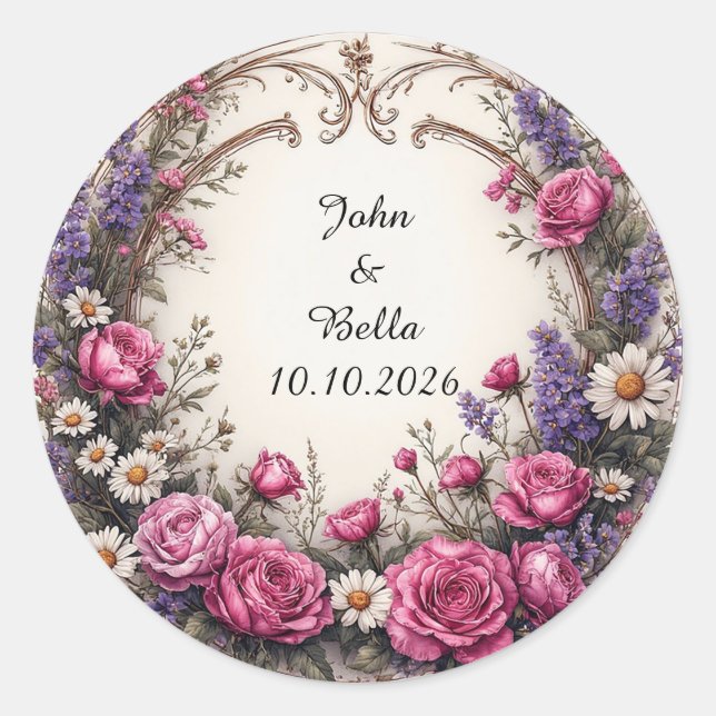 Sticker Rond Couronne décorative florale (Devant)