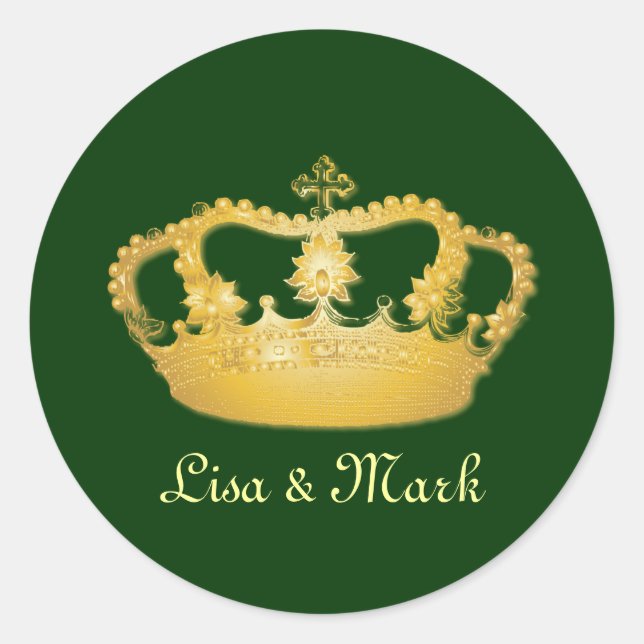 Sticker Rond Couronne Design II - Or (Devant)