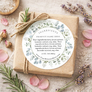 Sticker Rond Couronne d'eucalyptus Aquarelle Ingrédients Produi