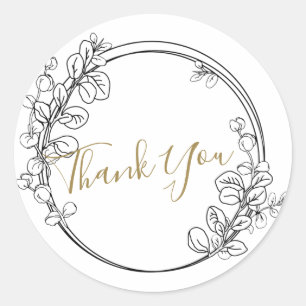 Sticker Rond Couronne d'eucalyptus texte personnalisé classique